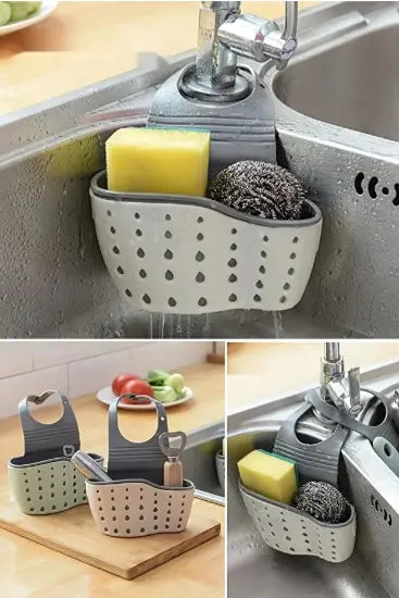 2-compartment hanging sink sponge holder