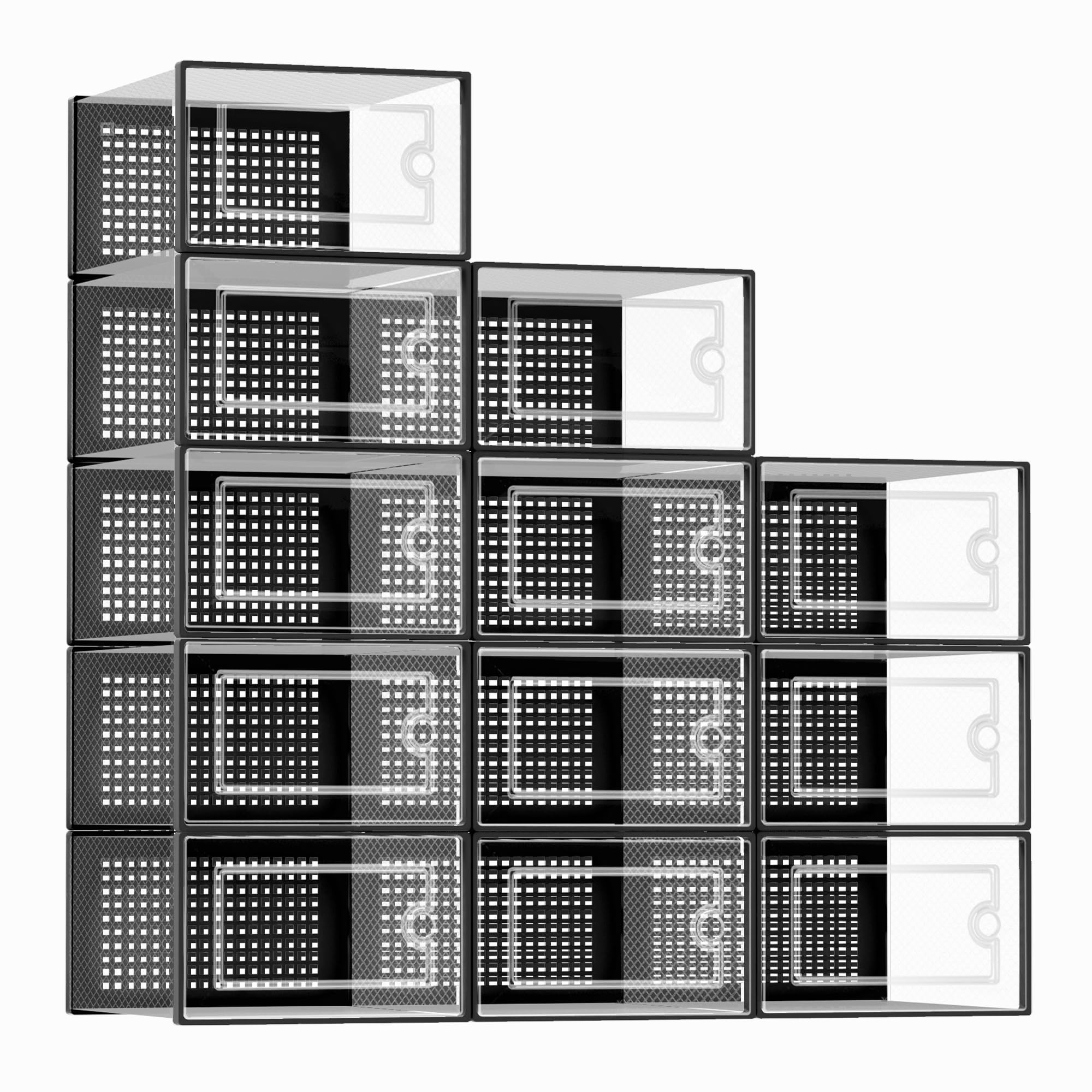 Stackable Clear Shoe Storage Boxes - 12 Pack